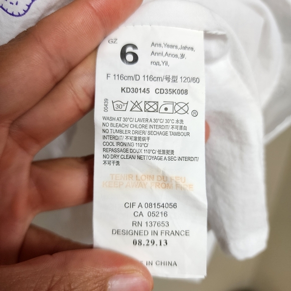 Kenzo Colorful Stitched Butterfly Girls Dress In White Size 6A - Picture 7 of 8